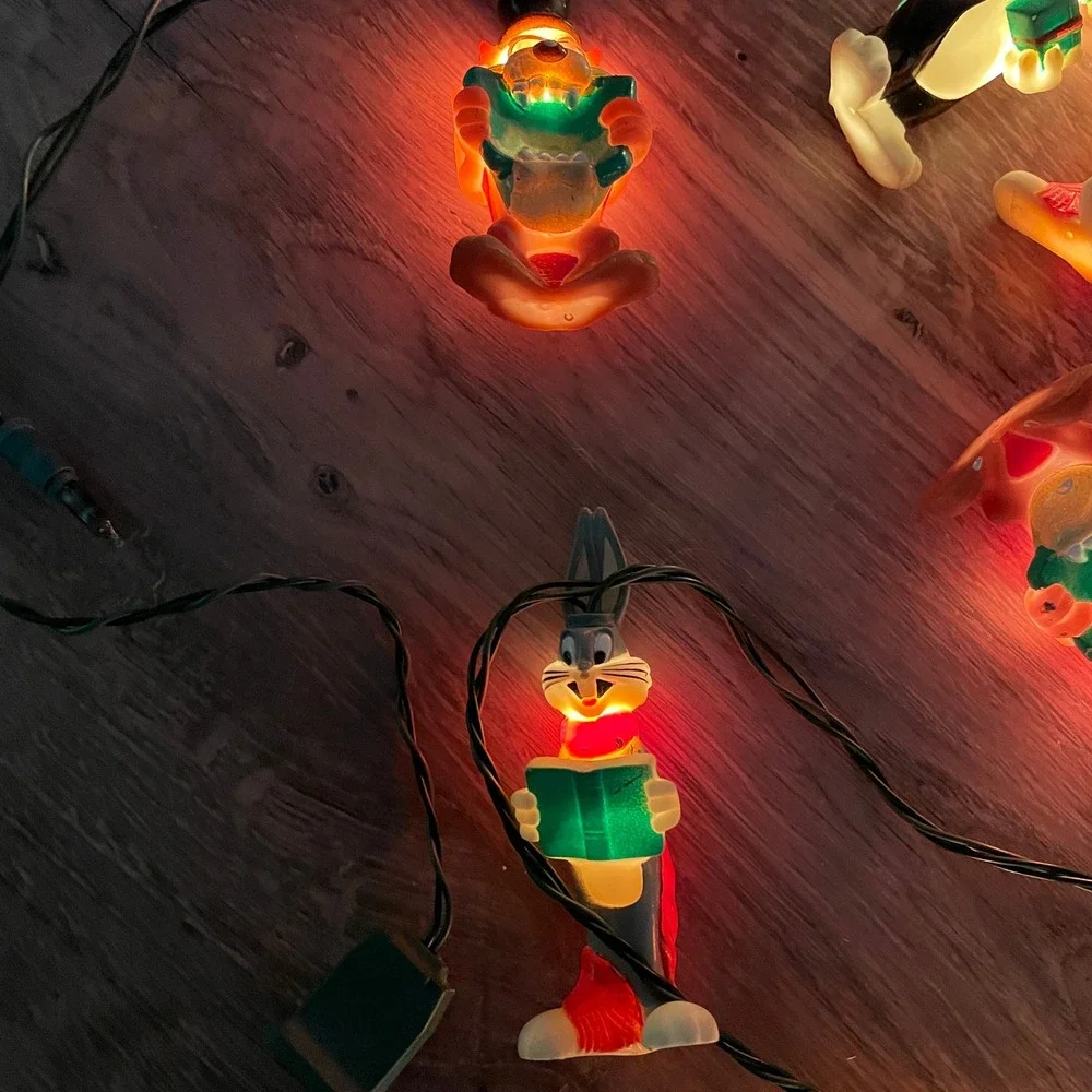 Vintage 1997 Looney Tunes Bugs Bunny Taz Sylvester Christmas Lights Set of 8